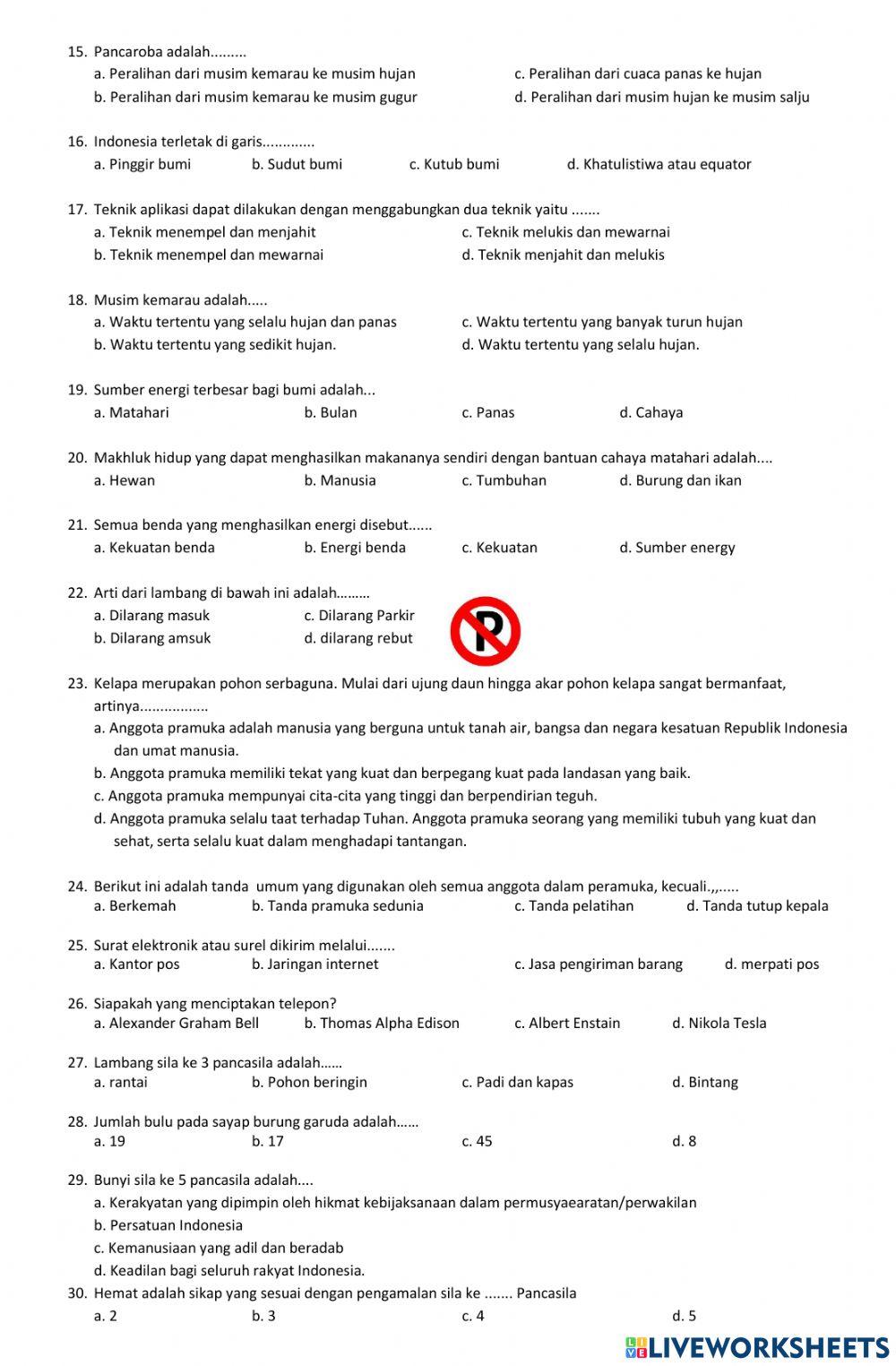 Ujian Akhir Semeter II Tematik