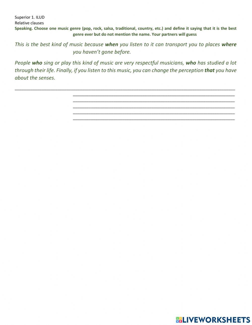 Music relative clauses