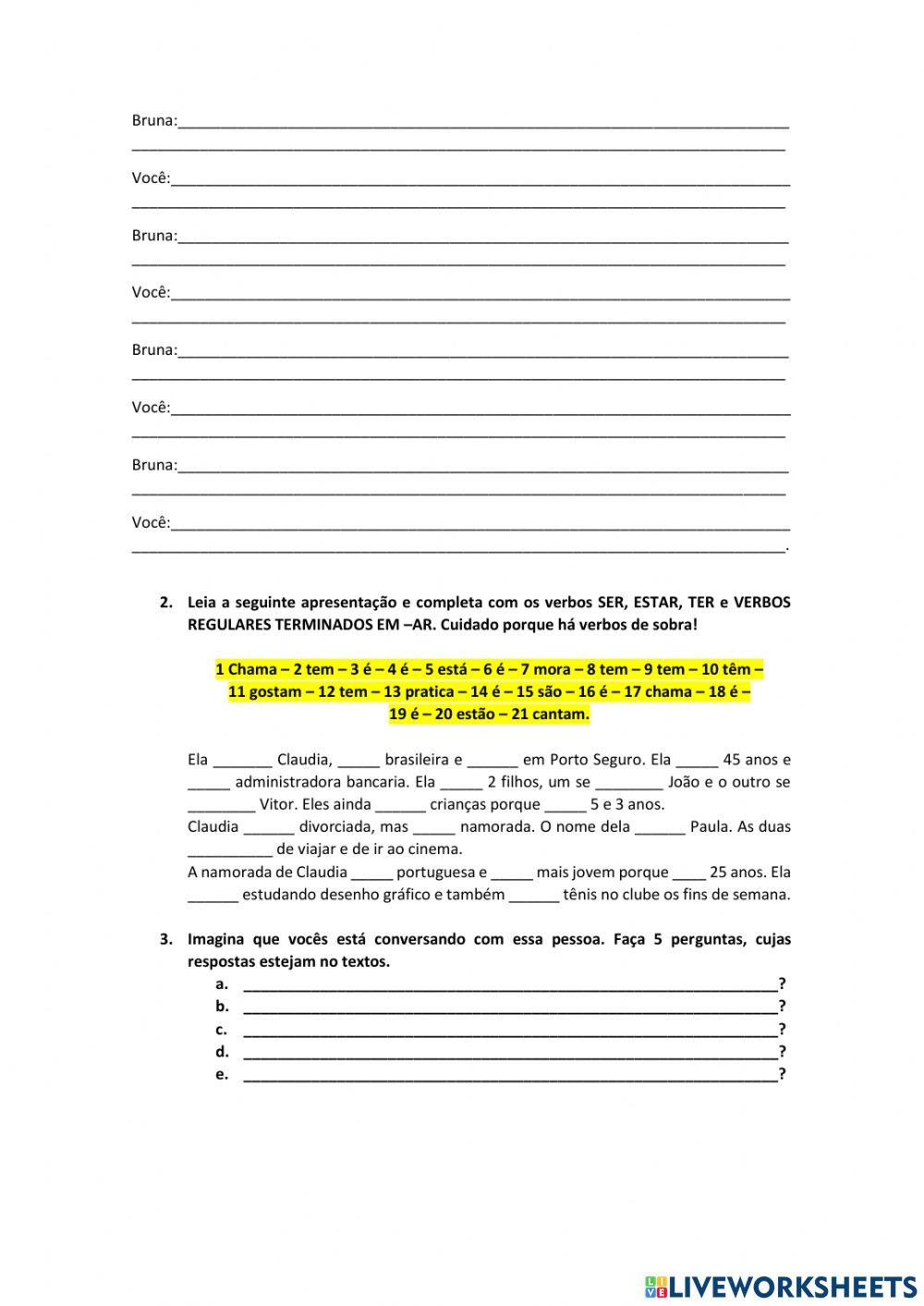 Trabalho prático integrador da primeira parte de português - comunicación