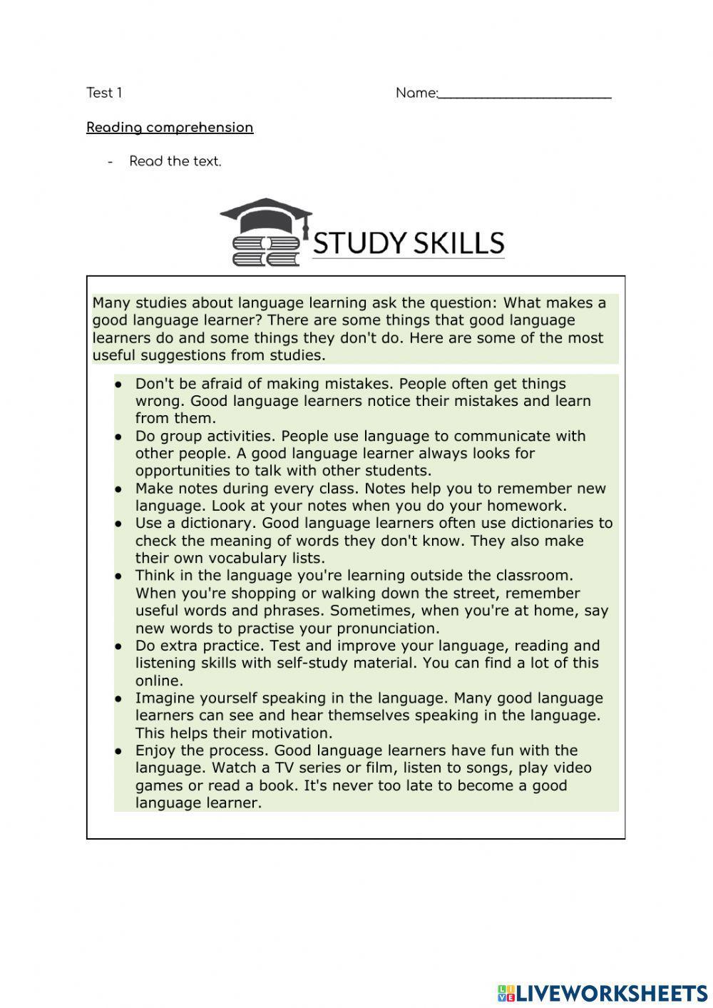 Resding comprehension