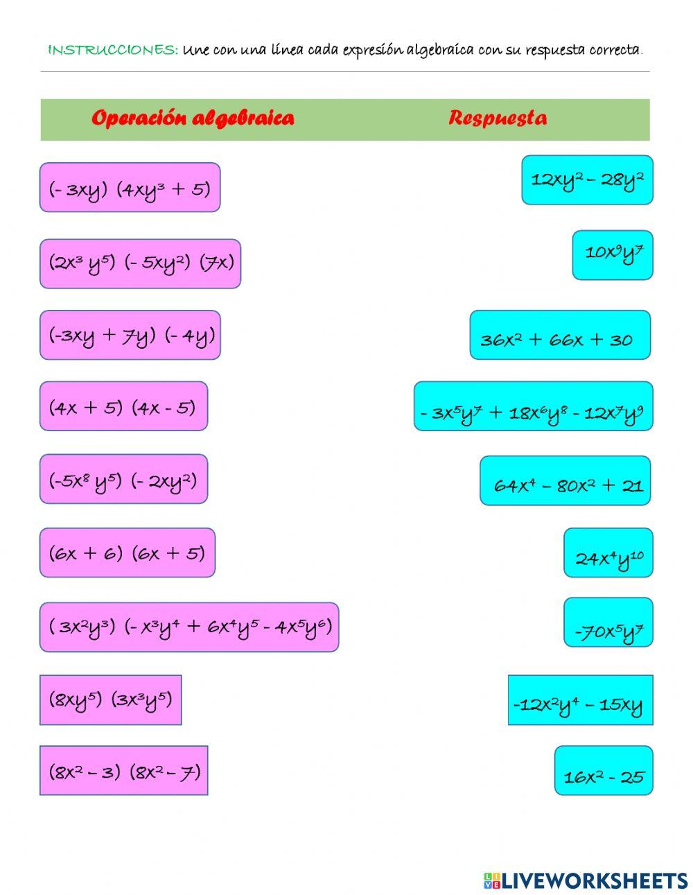 Expresiones algebraicas