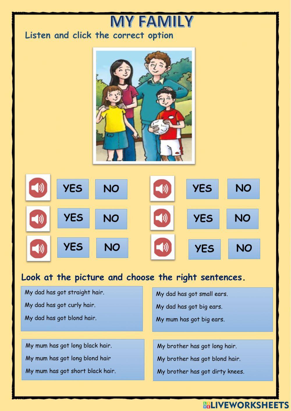 MY FAMILY. Physical description