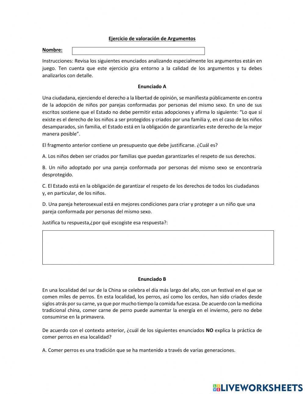 Análisis y valoración de Argumentos