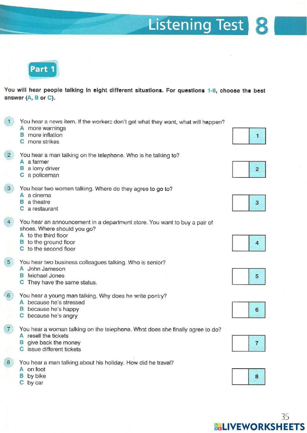 FCE(1) Listening Test - 7, 8
