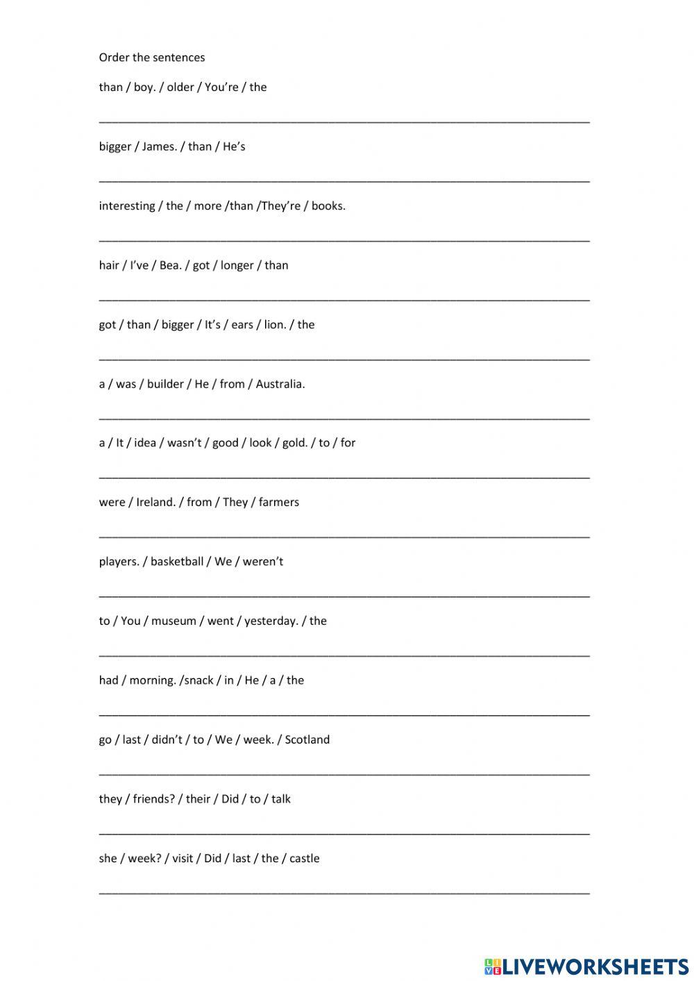 Order the sentences 3-5