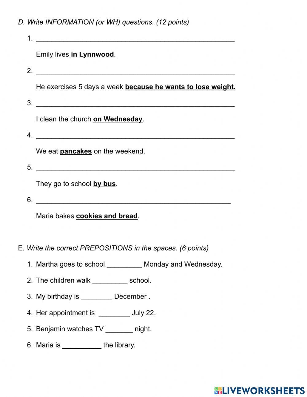Final Exam Simple Present Tenses