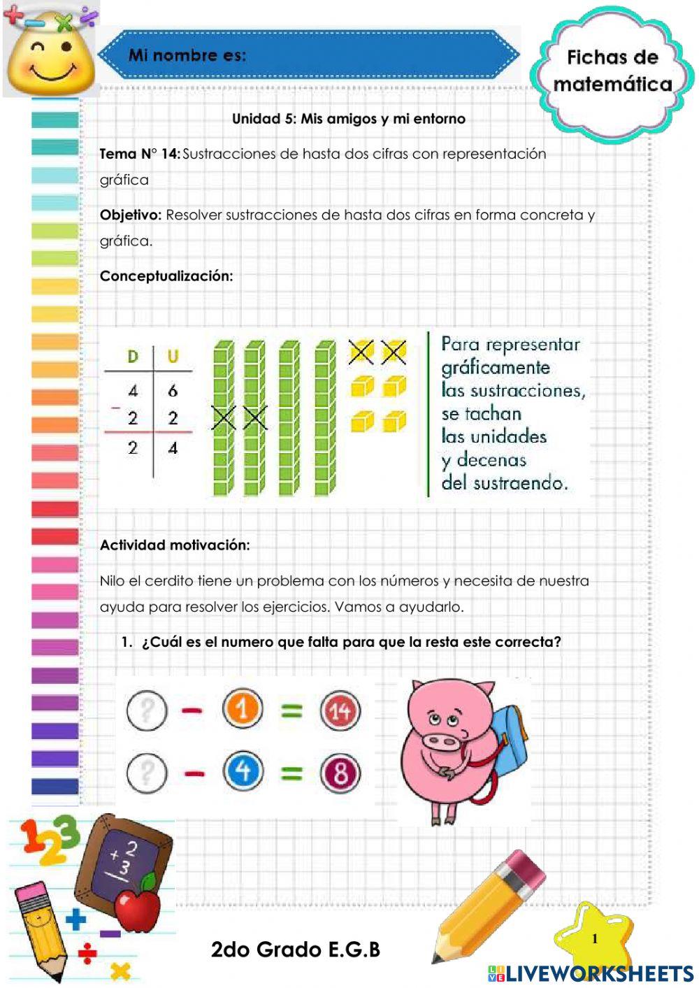 Sustracciones de hasta dos cifras