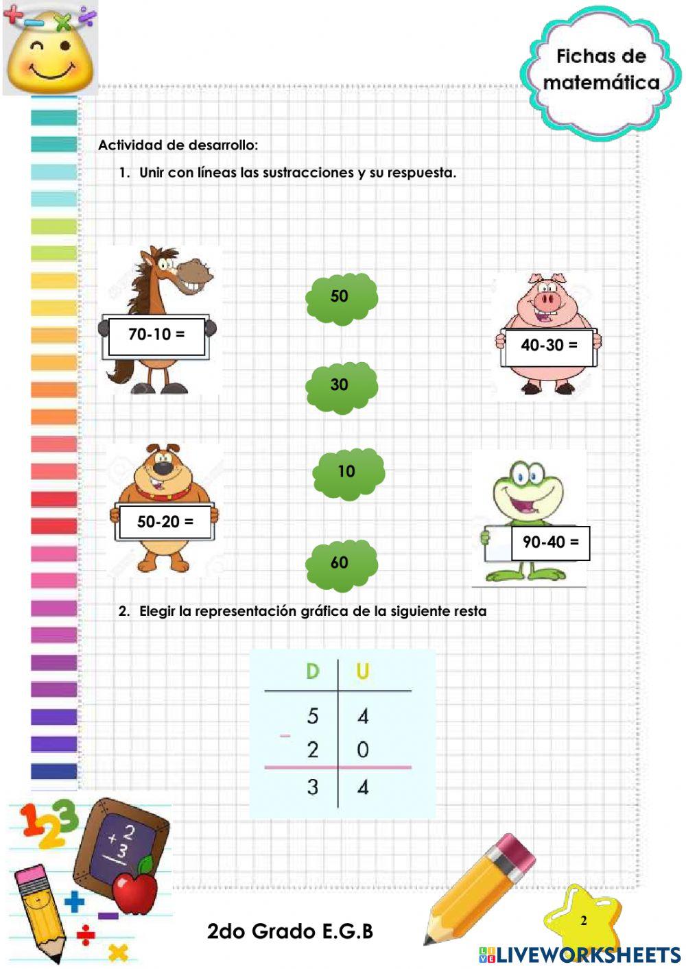 Sustracciones de hasta dos cifras