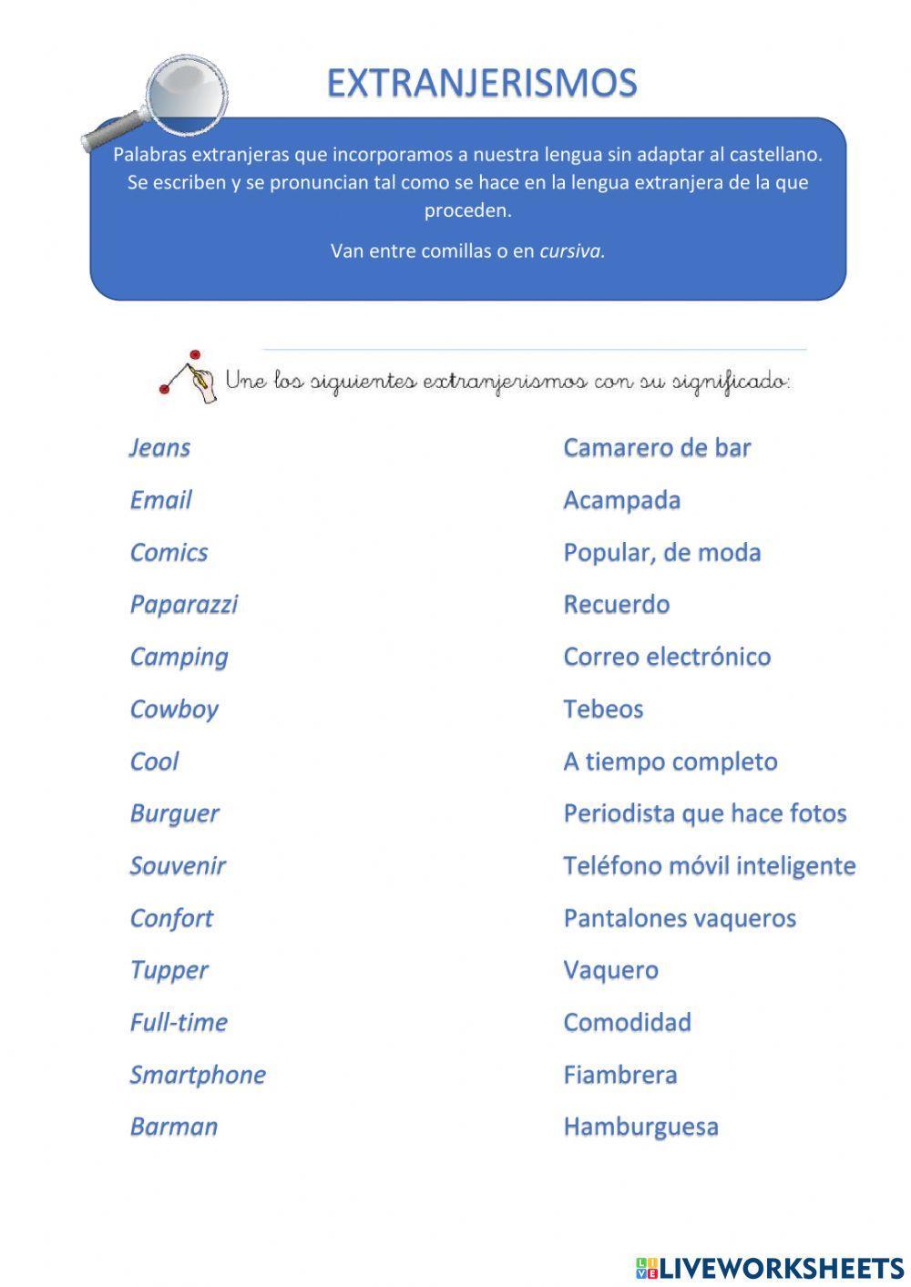 Extranjerismos y sus correspondientes equivalencias en castellano