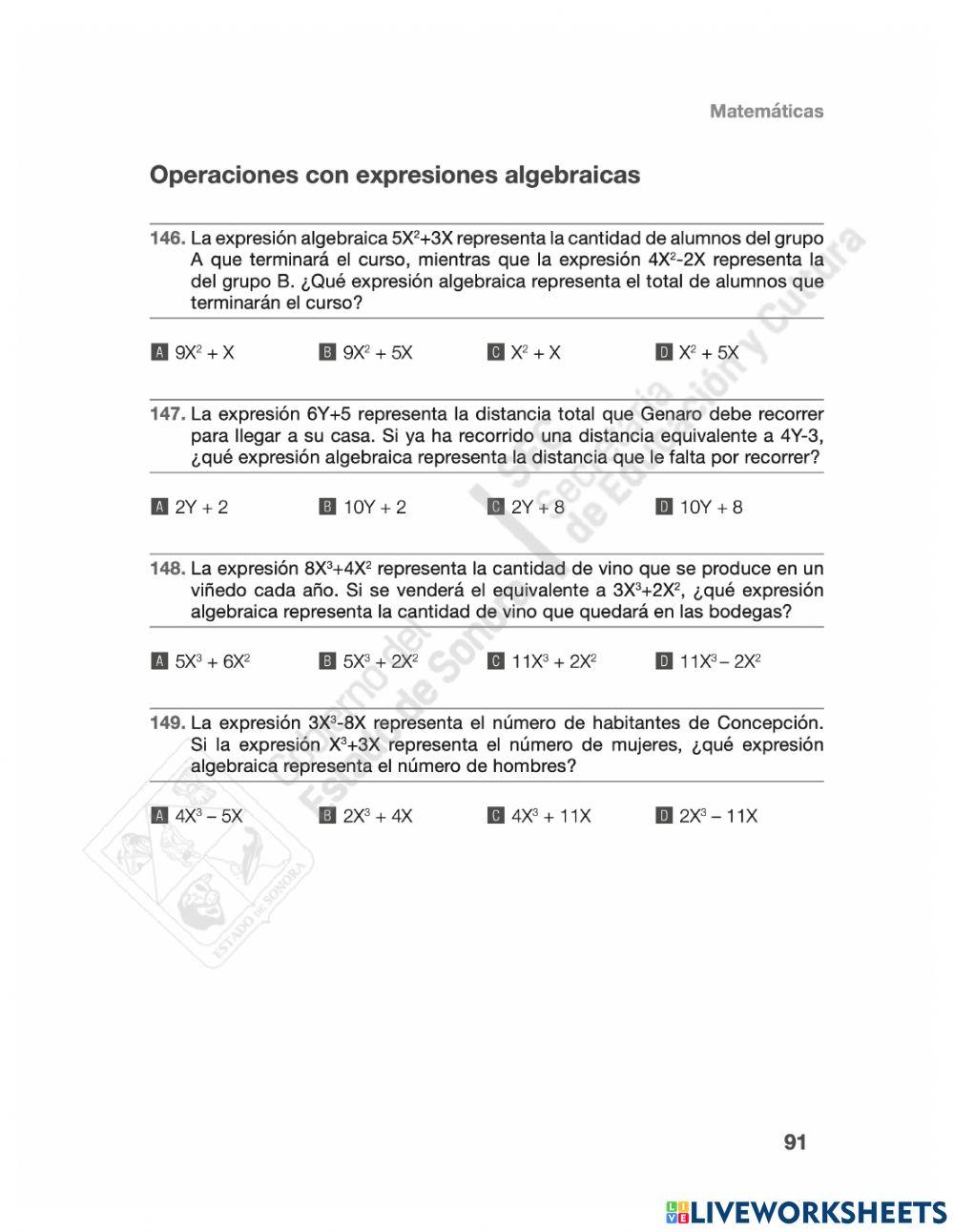 Areas compuestas y algebra