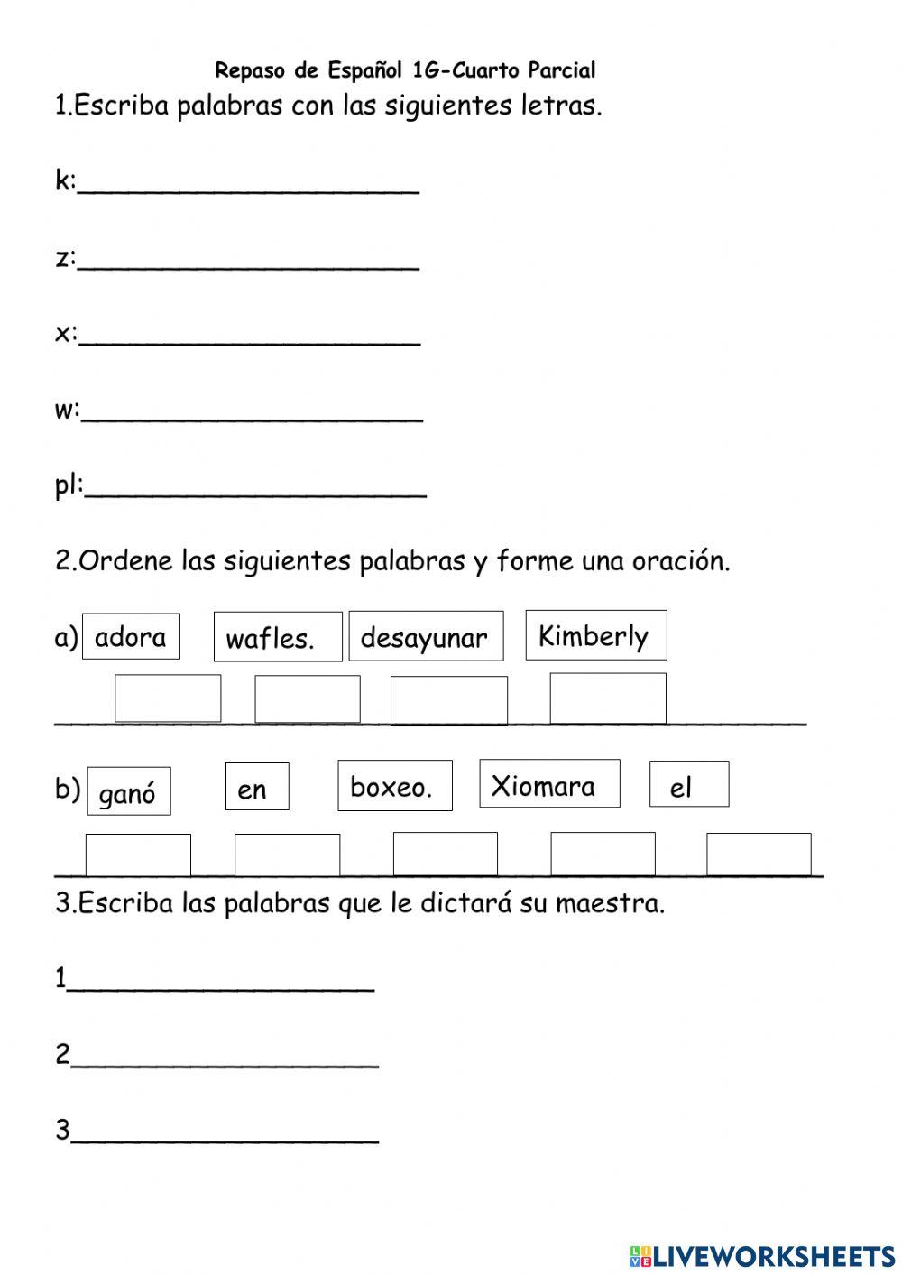 Español 1G-Repaso Junio4