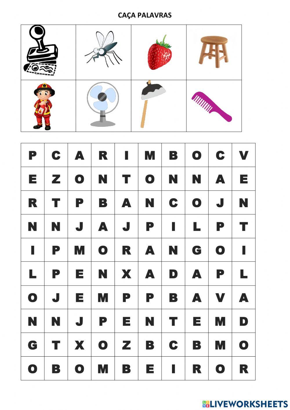 Caça palavras letras artistas m n