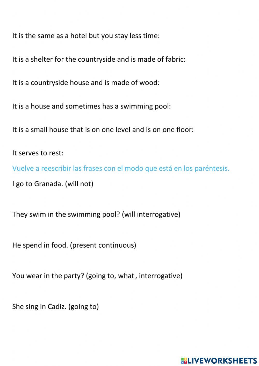 Futuro simple y vocabulario inglés