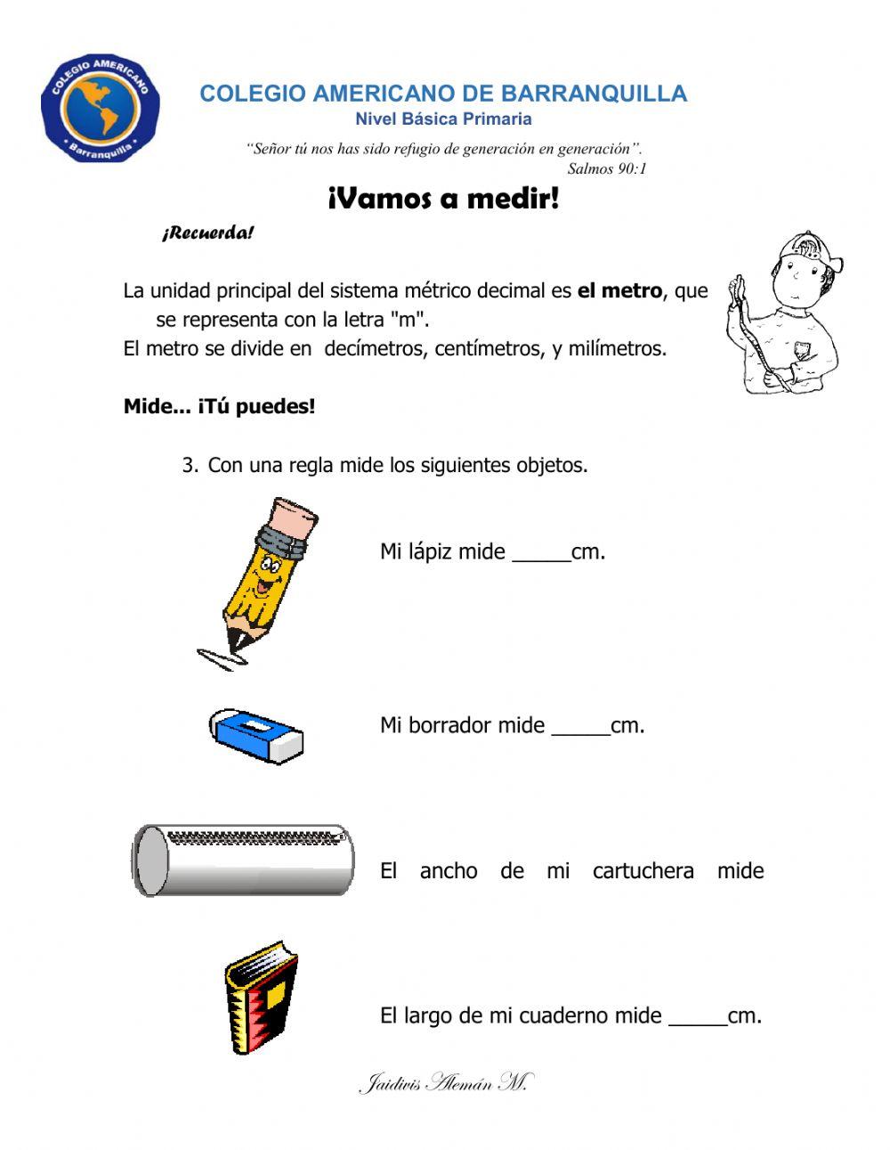 FICHA DE TRABAJO - MEDIDAS DE LONGITUD