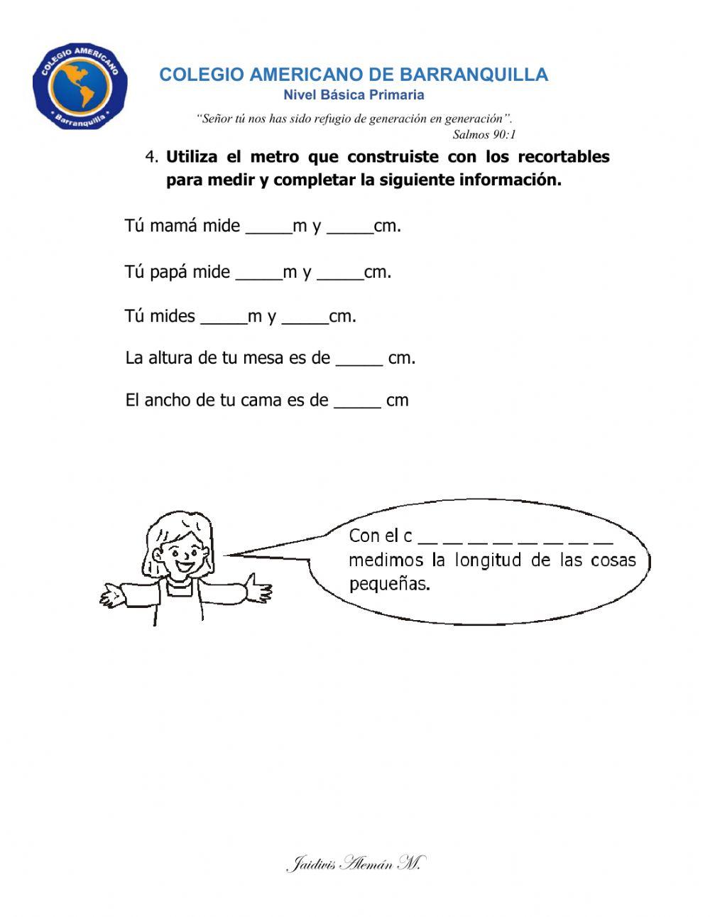 FICHA DE TRABAJO - MEDIDAS DE LONGITUD