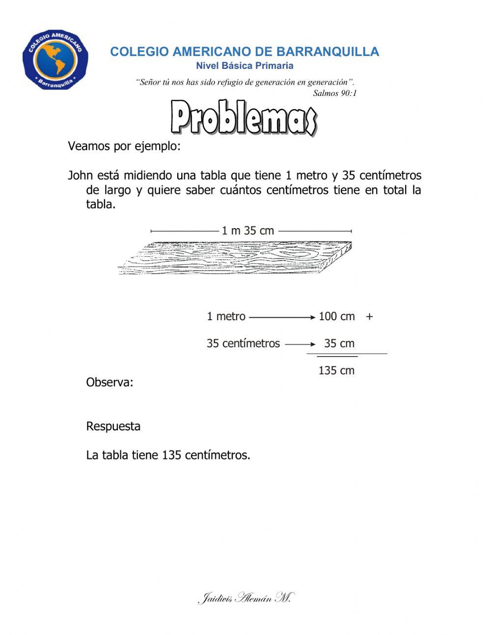FICHA DE TRABAJO - MEDIDAS DE LONGITUD