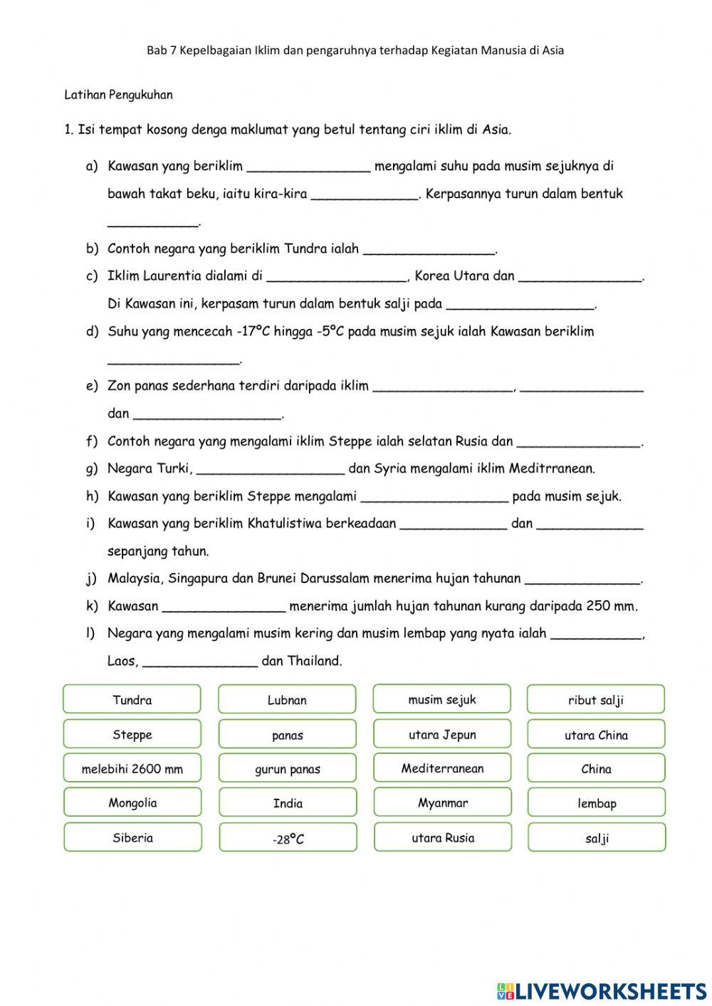 B7T2 Kepelbagaian Iklim dan Pengaruhnya terhadap Kegiatan Manusia di Asia