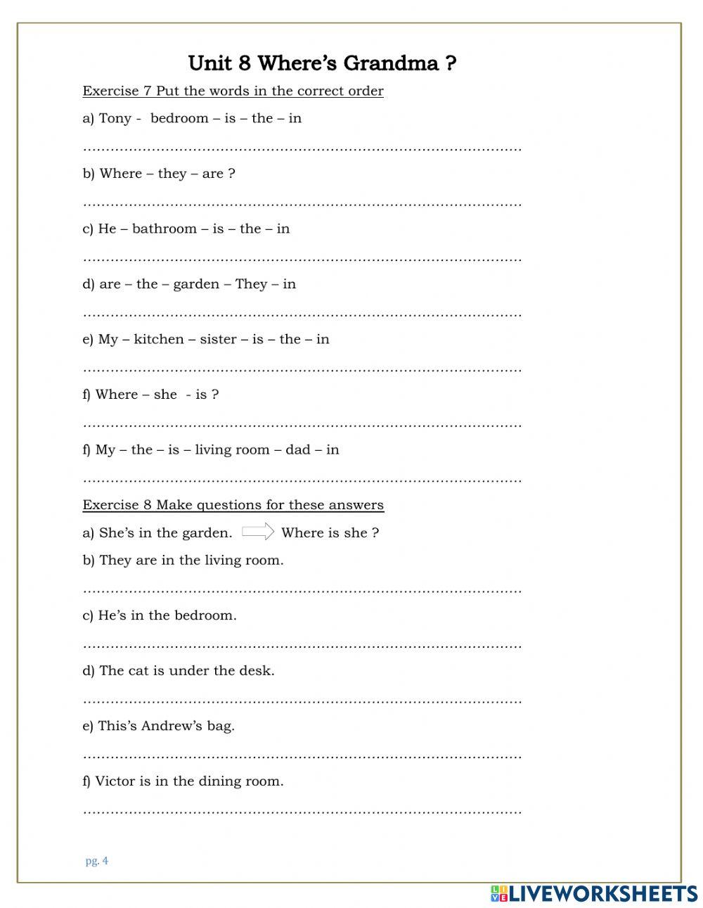 Family and Friends Unit 8