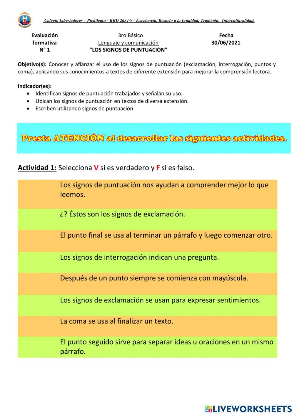 Signos de puntuación, exclamación e interrogación