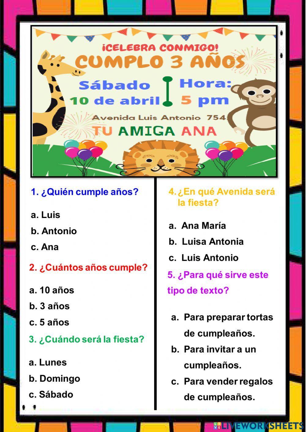 Invitación de cumpleaños