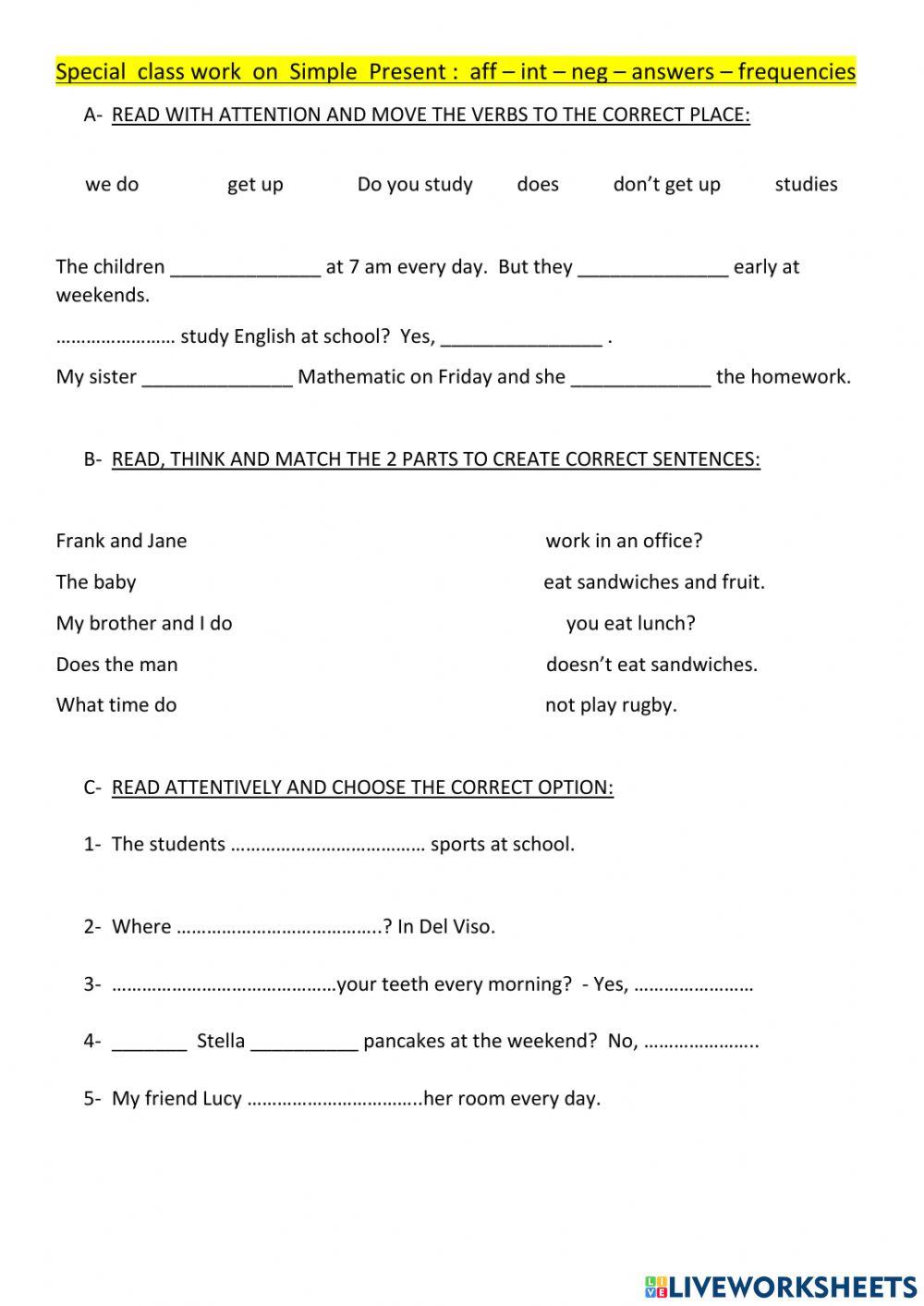 Revision simple present