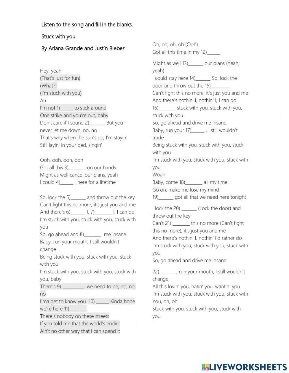 Ariana Grande & Justin Bieber - Stuck with U lyrics Anglais