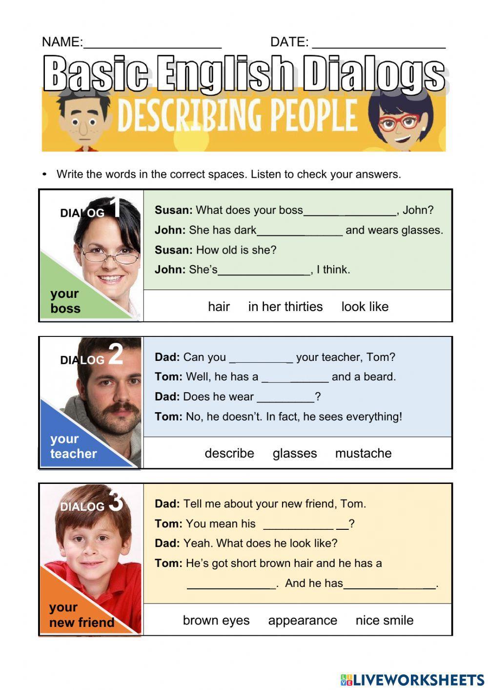 Describing People - Short test