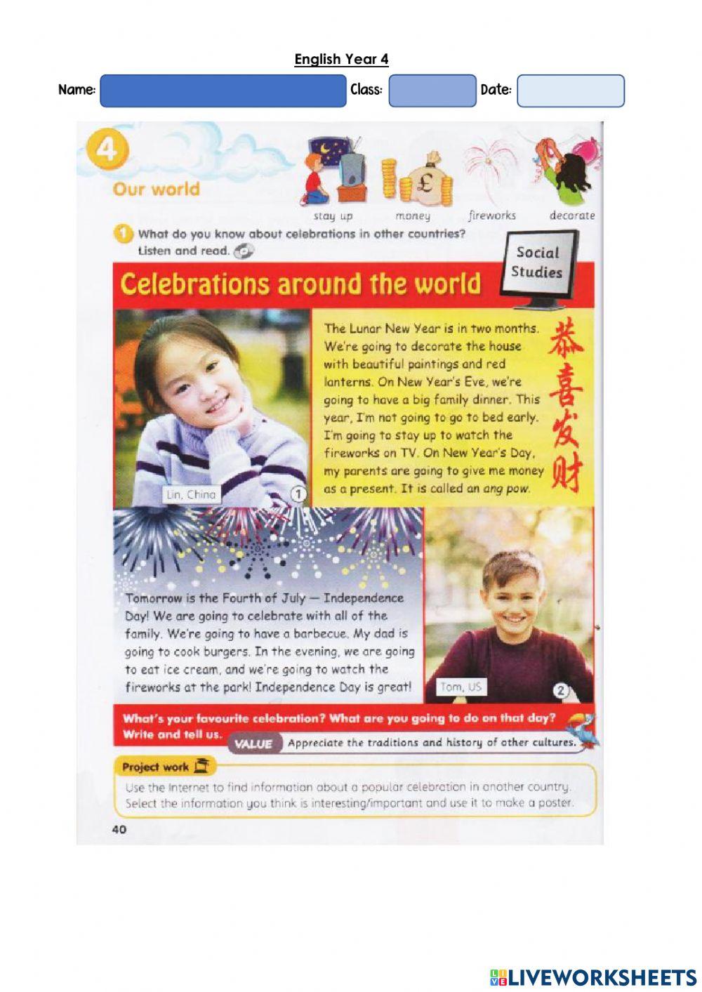 Year 4: Celebrations - is- are- isn't - aren't