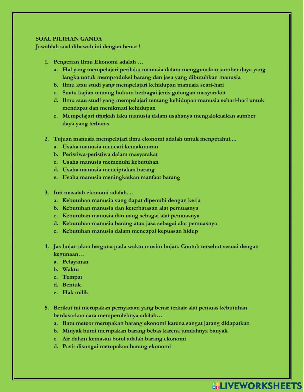 Konsep Dasar Ilmu Ekonomi