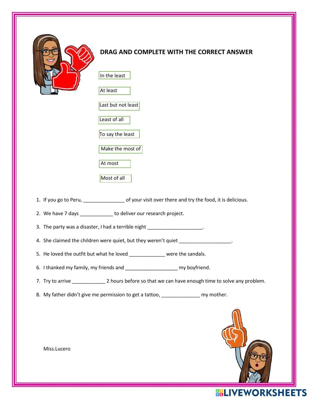 Phrases with most and least