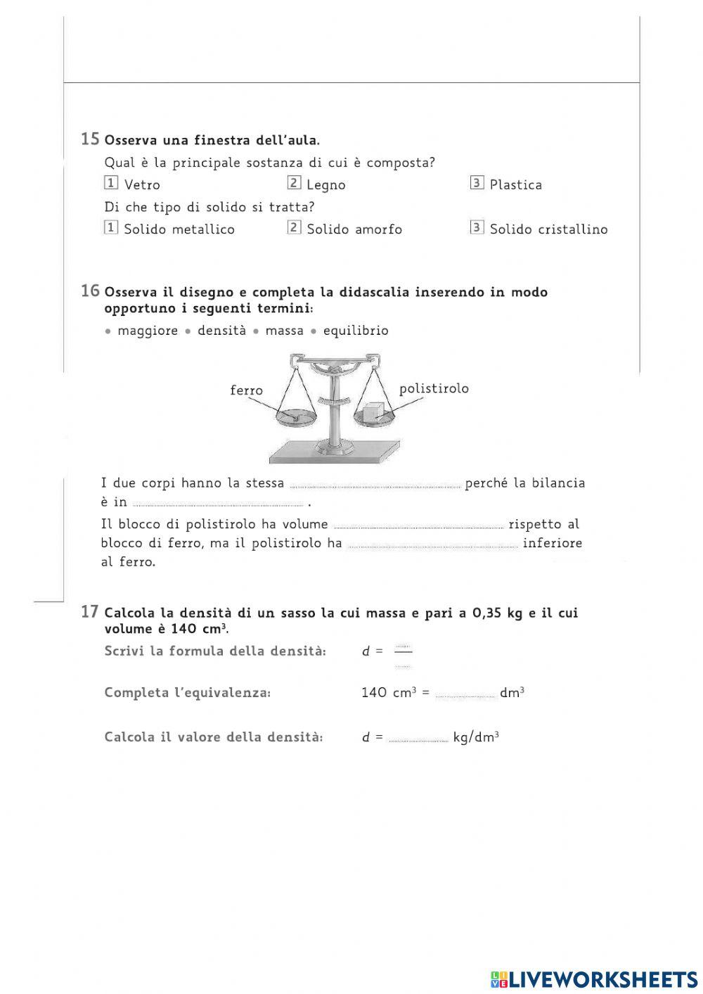 Verifica LE PROPRIETà DELLA MATERIA