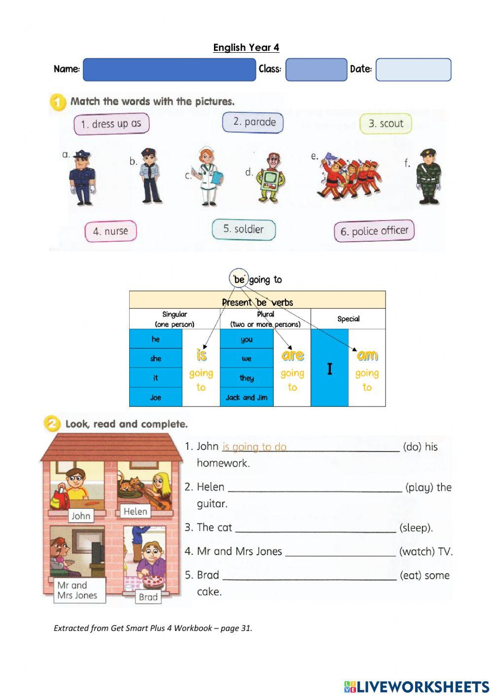 Year 4: Celebrations - occupations and be going to