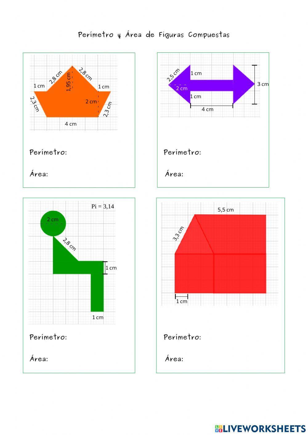 Perímetro y área de figuras compuestas