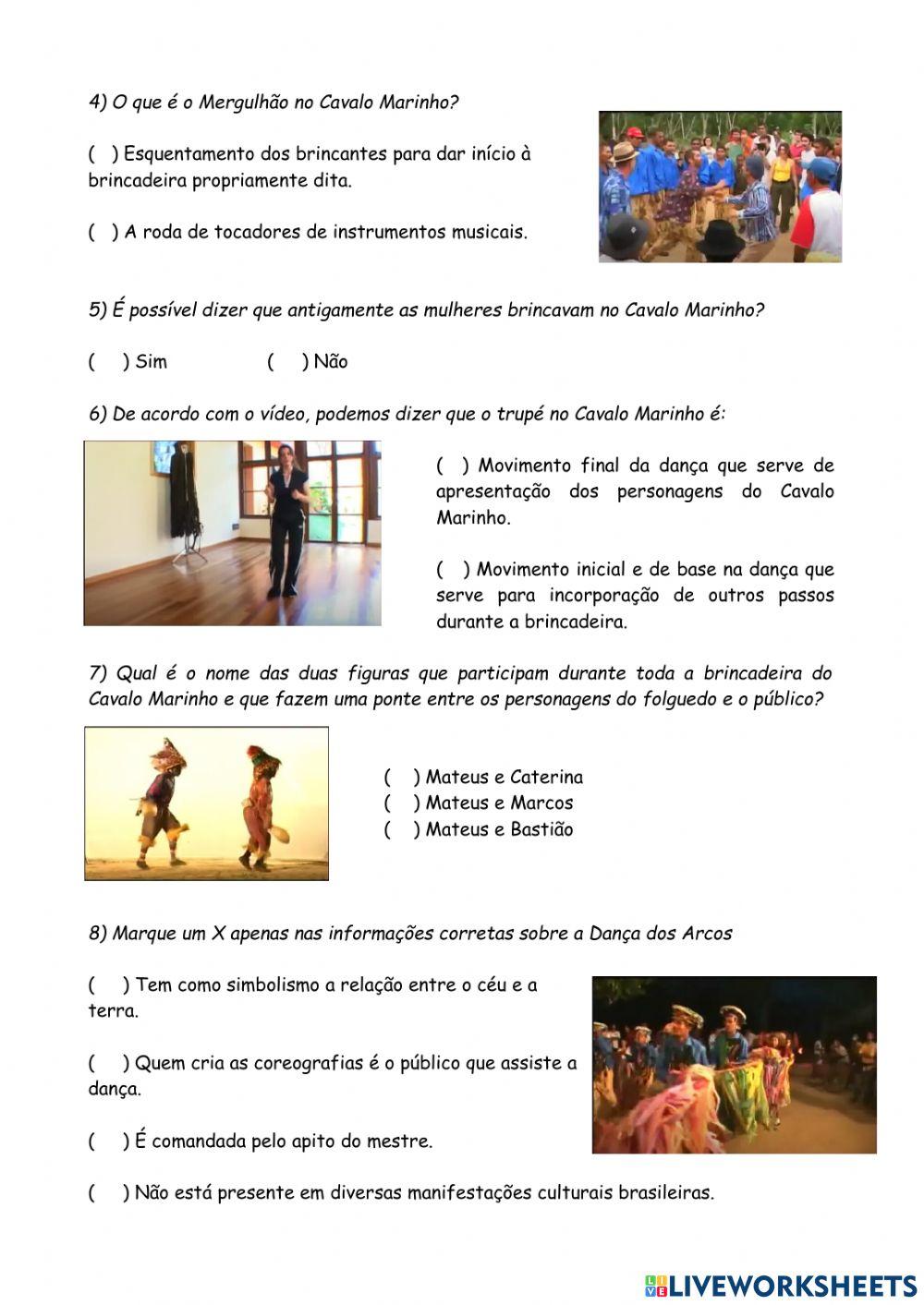Atividade de Artes CLASSE (02-07-2021) - REVISÃO SOBRE A DANÇA DO CAVALO MARINHO