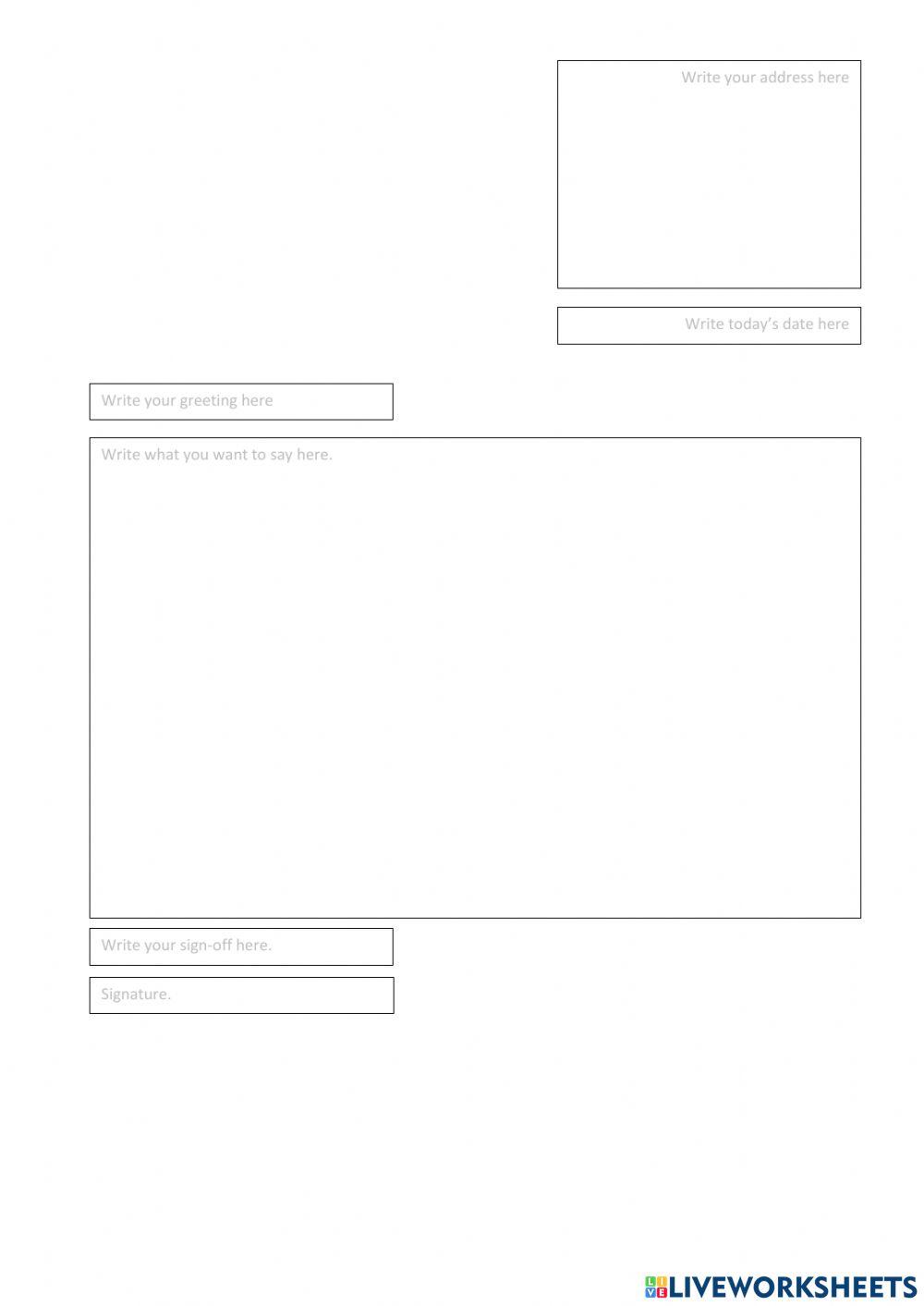 Informal Letter writing template