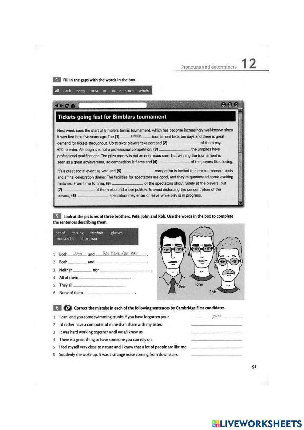 B2 FIRST - FINAL GRAMMAR AND VOCABULARY TEST - PART 1