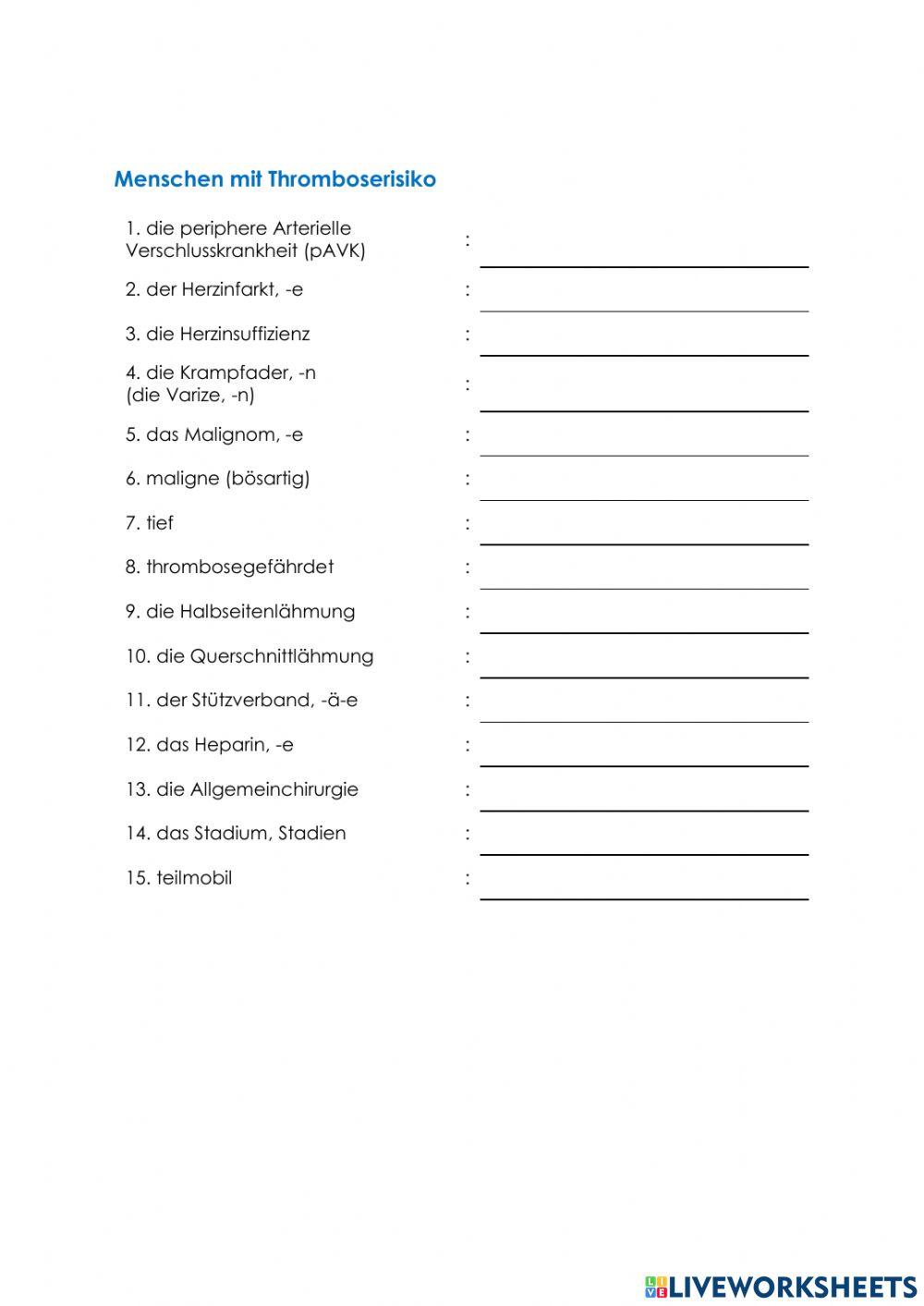 Pflege Wortschatz 21