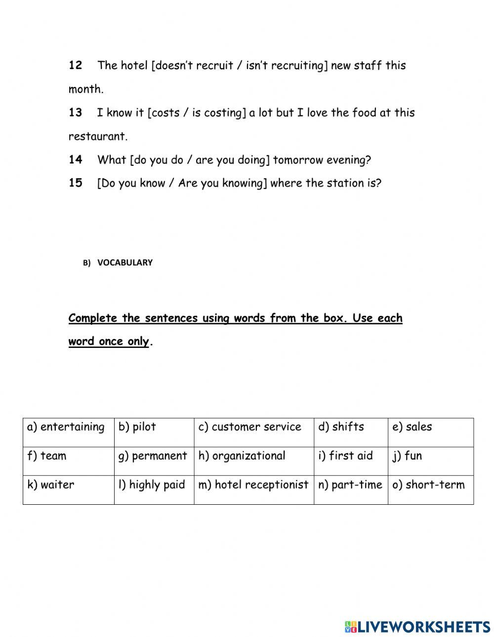 Unit 2 Quiz 4to año C online exercise for