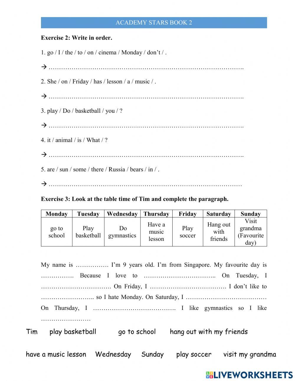 Review ACADEMY STARS 2 UNIT 1+2