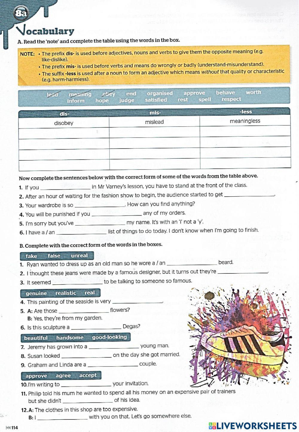 Full Blast Unit 8 (page 114-115: VOCABULARY 1)