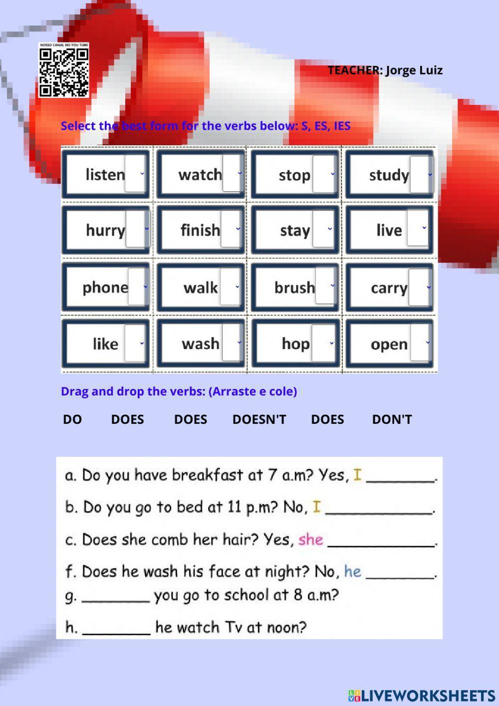 Verbs S,ES,IES