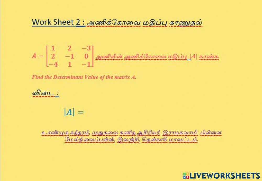 Determinant of a Matrix 1133499 | SHANMUGA SUNDARAM U