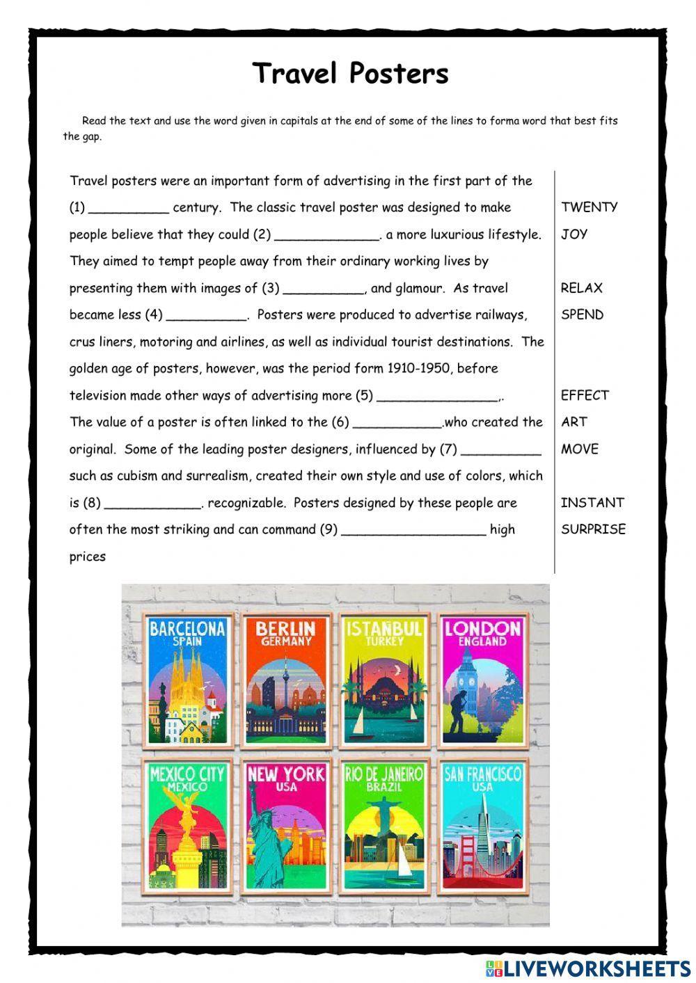 Travel Posters FCE Word Formation