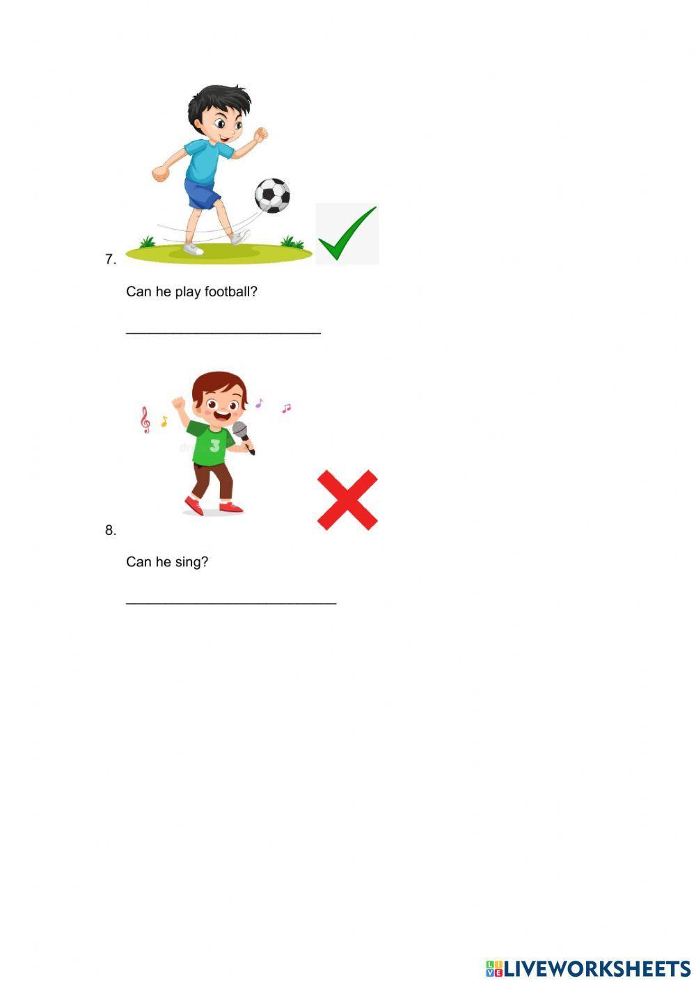 Can and Can't worksheets