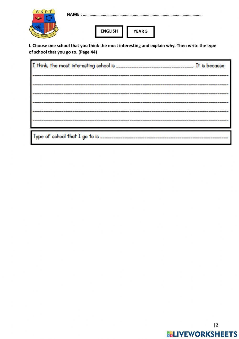 Year 5 english plus 1: unit 4 - learning world - page 44