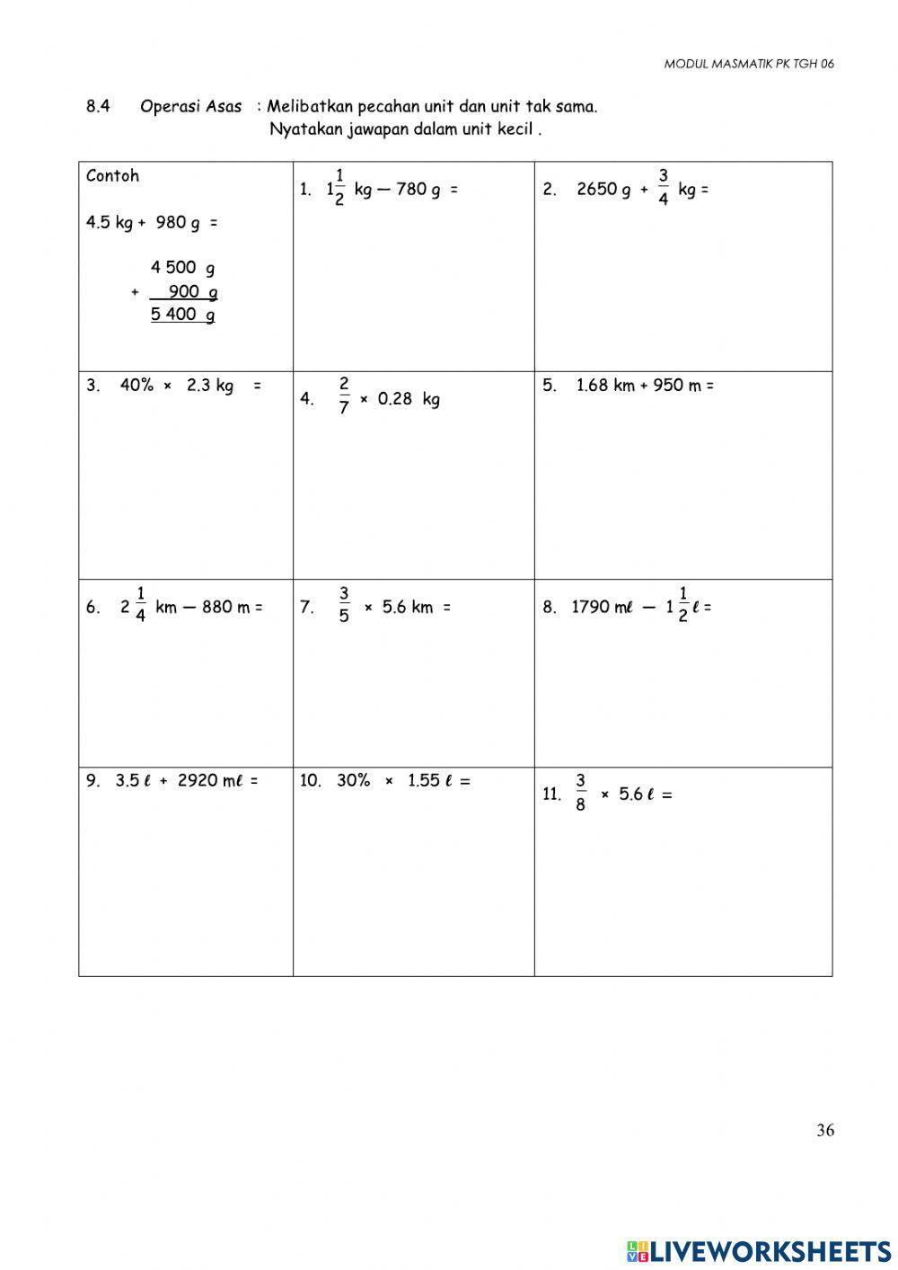Panjang, jisim dan isipadu cecair