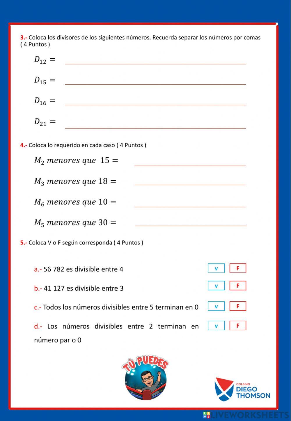 Examen junio 6to Aritmética