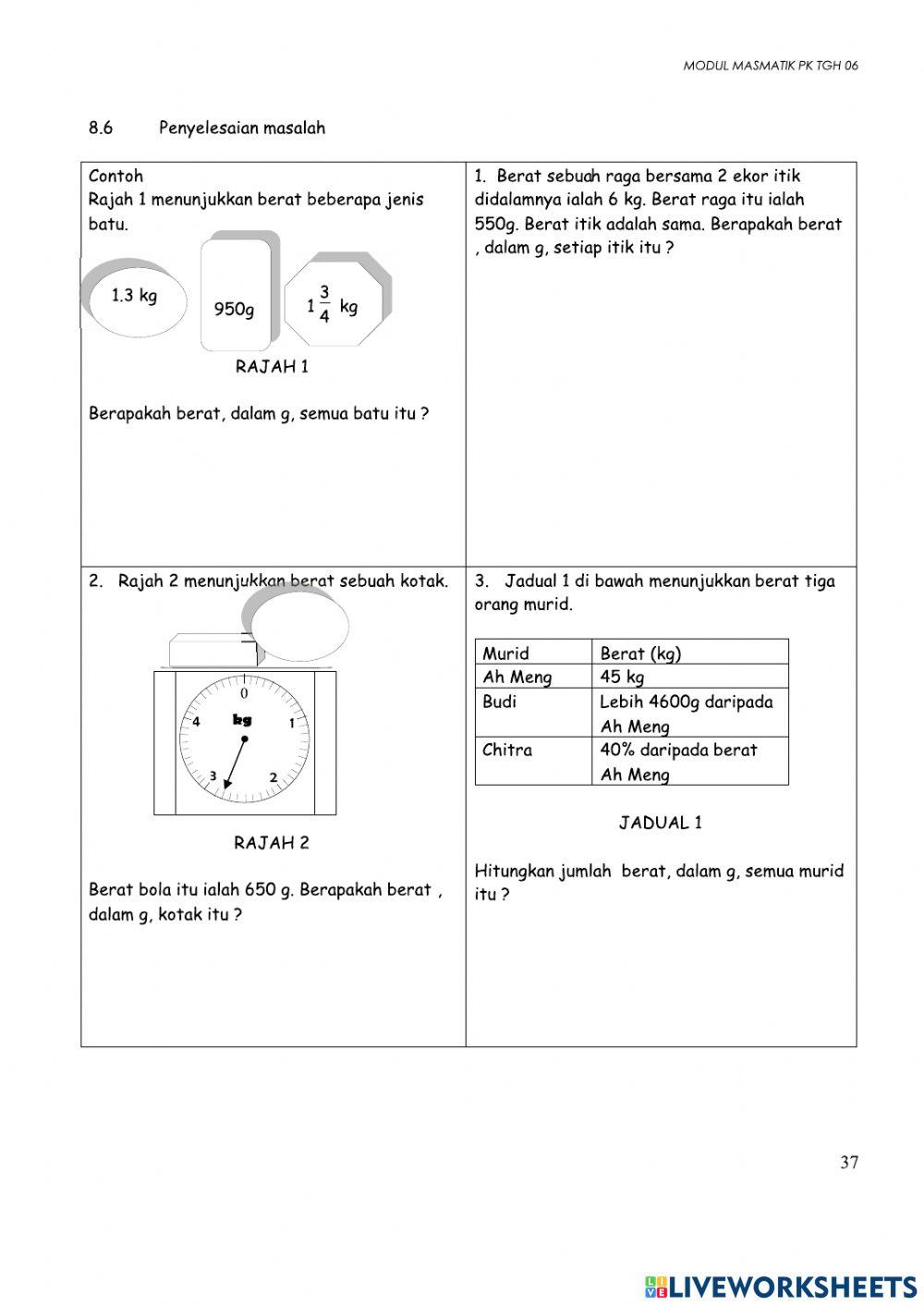 Panjang, jisim dan isipadu cecair