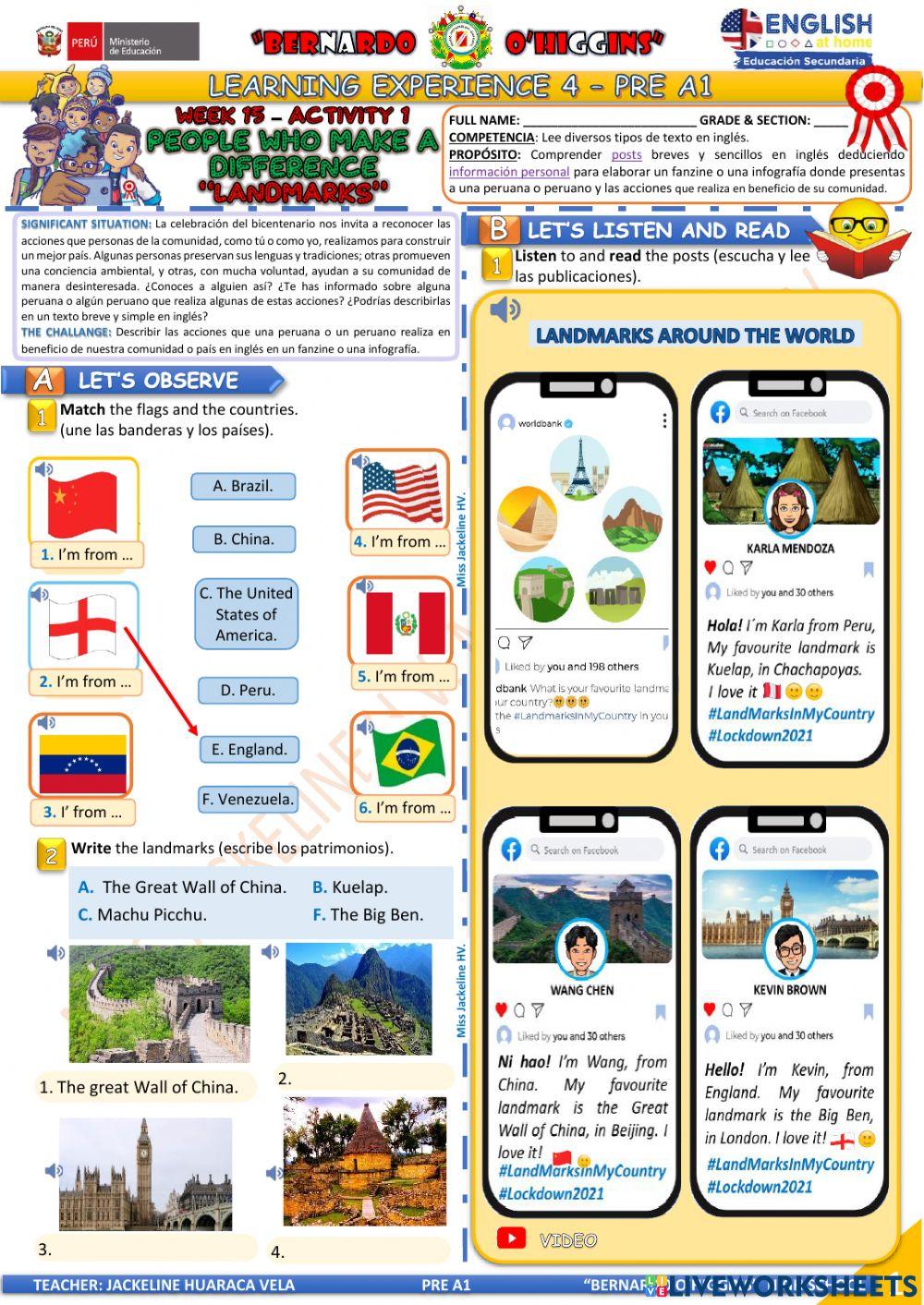 pre A1 -1° GRADO - EDA 4 - activity 1 - Aprendo en casa