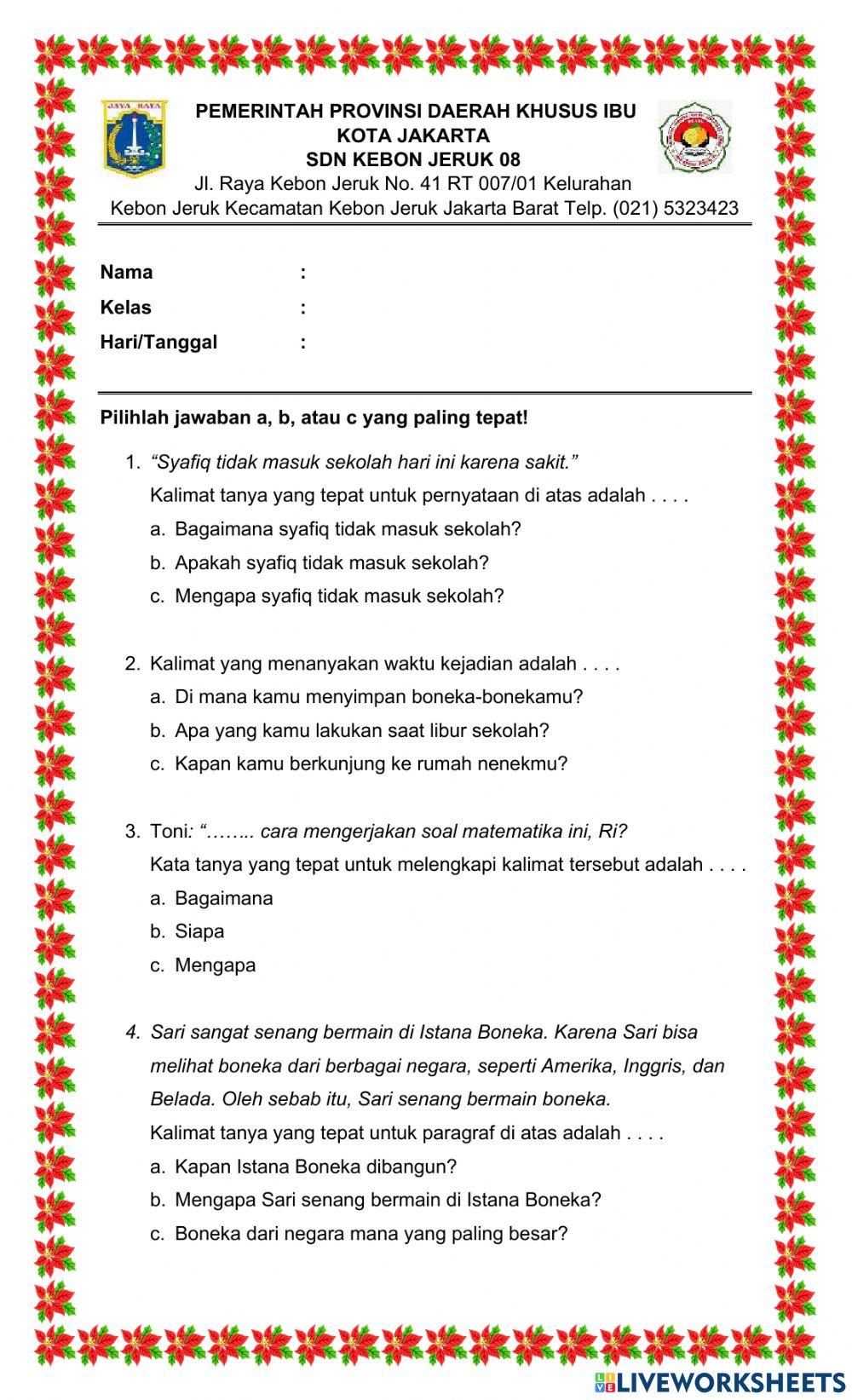 Soal evaluasi siklus 3